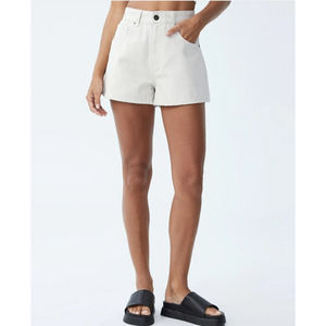 Cotton On Women's High Mom Denim Shorts Soft Taupe Finished